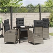 vidaXL 5 Piece Poly Rattan Garden Dining Set with Cushions in Black