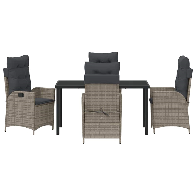 vidaXL 5 Piece Poly Rattan Garden Dining Set with Cushions in Black