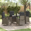 vidaXL 5 Piece Poly Rattan Garden Dining Set with Cushions in Black
