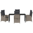 vidaXL 5 Piece Poly Rattan Garden Dining Set with Cushions in Black