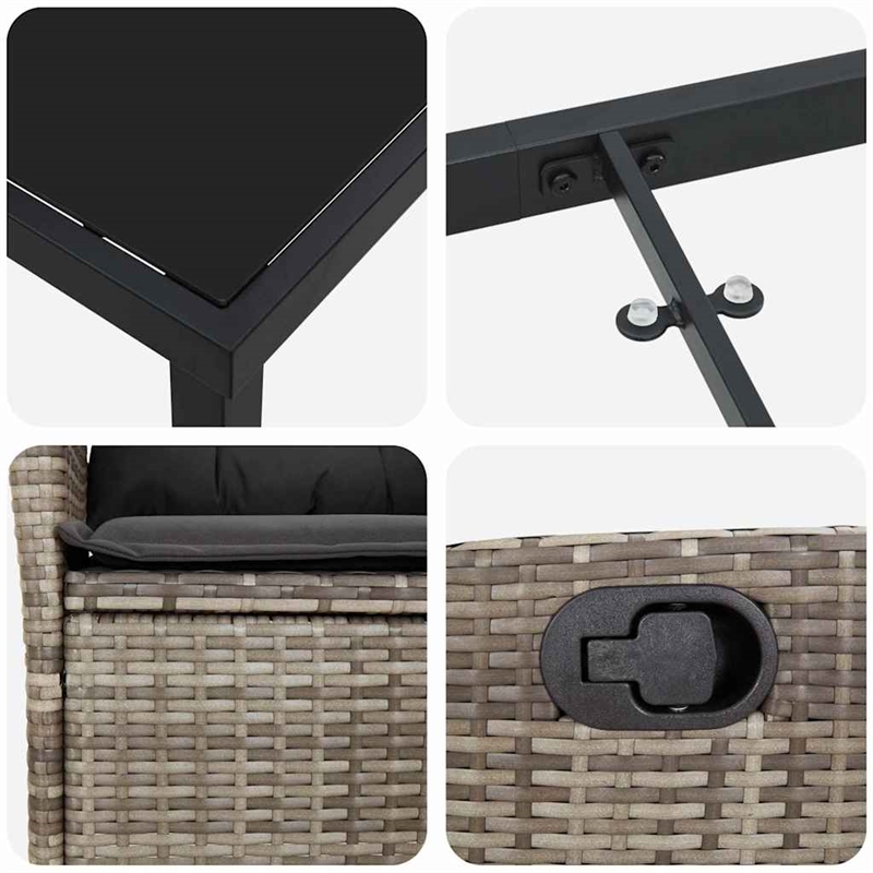 vidaXL 5 Piece Poly Rattan Garden Dining Set with Cushions in Black