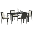 vidaXL 5 Piece Poly Rattan Garden Dining Set with Cushions in Black