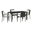 vidaXL 5 Piece Poly Rattan Garden Dining Set with Cushions in Black