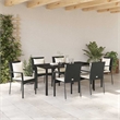 vidaXL 7 Piece Poly Rattan Garden Dining Set with Cushions in Black