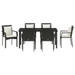 vidaXL 7 Piece Poly Rattan Garden Dining Set with Cushions in Black
