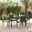 vidaXL 5 Piece Poly Rattan Garden Dining Set with Cushions in Black