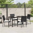 vidaXL 5 Piece Poly Rattan Garden Dining Set with Cushions in Black