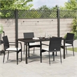 vidaXL 5 Piece Poly Rattan Garden Dining Set with Cushions in Black