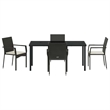 vidaXL 5 Piece Poly Rattan Garden Dining Set with Cushions in Black