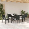 vidaXL 7 Piece Poly Rattan Garden Dining Set with Cushions in Black