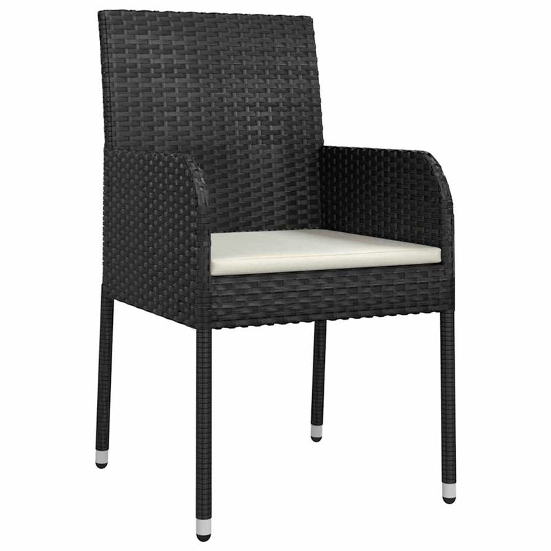 vidaXL 5 Piece Poly Rattan Garden Dining Set with Cushions in Black