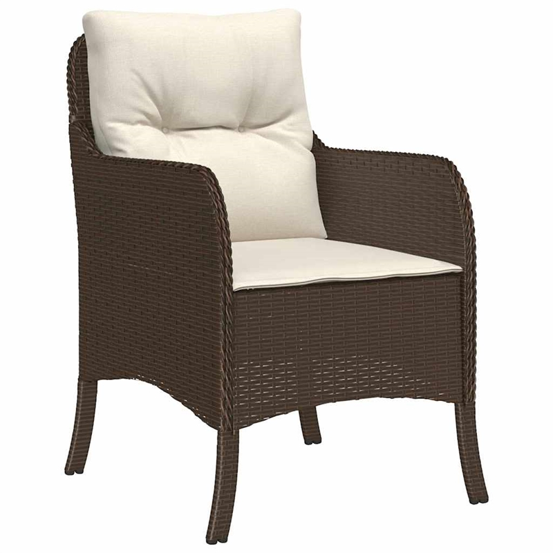 vidaXL 7 Piece Poly Rattan Garden Dining Set with Cushions in Brown
