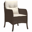 vidaXL 7 Piece Poly Rattan Garden Dining Set with Cushions in Brown