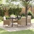 vidaXL 5 Piece Poly Rattan Garden Dining Set with Cushions in Beige