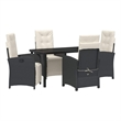 vidaXL 5 Piece Poly Rattan Garden Dining Set with Cushions in Black
