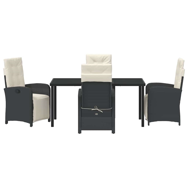 vidaXL 5 Piece Poly Rattan Garden Dining Set with Cushions in Black