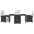 vidaXL 5 Piece Poly Rattan Garden Dining Set with Cushions in Black