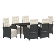 vidaXL 7 Piece Poly Rattan Garden Dining Set with Cushions in Black