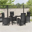 vidaXL 5 Piece Poly Rattan Garden Dining Set with Cushions in Black