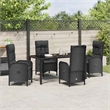 vidaXL 5 Piece Poly Rattan Garden Dining Set with Cushions in Black
