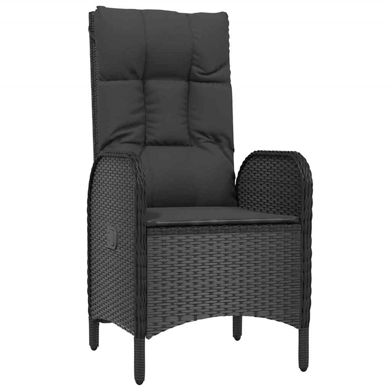 vidaXL 7 Piece Poly Rattan Garden Dining Set with Cushions in Black