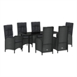 vidaXL 7 Piece Poly Rattan Garden Dining Set with Cushions in Black