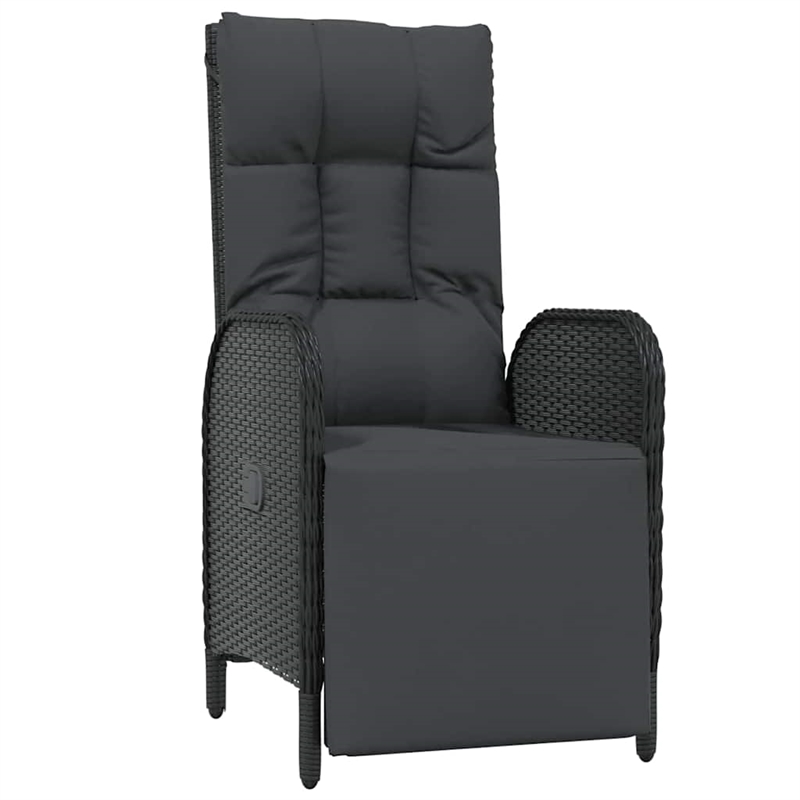 vidaXL 5 Piece Poly Rattan Garden Dining Set with Cushions in Black