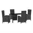 vidaXL 5 Piece Poly Rattan Garden Dining Set with Cushions in Black
