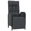 vidaXL 7 Piece Poly Rattan Garden Dining Set with Cushions in Black