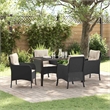 vidaXL 5 Piece Poly Rattan Garden Dining Set with Cushions in Black