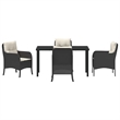 vidaXL 5 Piece Poly Rattan Garden Dining Set with Cushions in Black