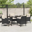 vidaXL 5 Piece Poly Rattan Garden Dining Set with Cushions in Black