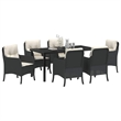 vidaXL 7 Piece Poly Rattan Garden Dining Set with Cushions in Black