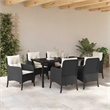 vidaXL 7 Piece Poly Rattan Garden Dining Set with Cushions in Black