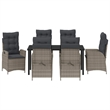vidaXL 7 Piece Poly Rattan Garden Dining Set with Cushions in Black