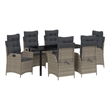 vidaXL 7 Piece Poly Rattan Garden Dining Set with Cushions in Black