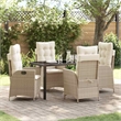 vidaXL 5 Piece Poly Rattan Garden Dining Set with Cushions in Black