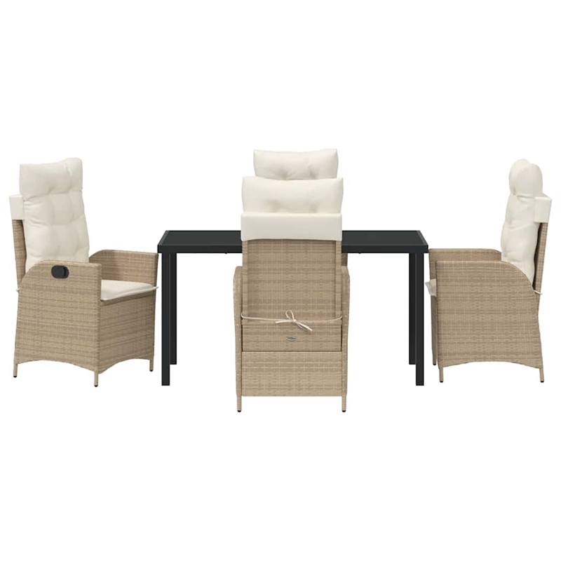 vidaXL 5 Piece Poly Rattan Garden Dining Set with Cushions in Black