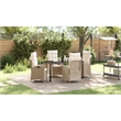 vidaXL 5 Piece Poly Rattan Garden Dining Set with Cushions in Black