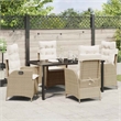 vidaXL 5 Piece Poly Rattan Garden Dining Set with Cushions in Black