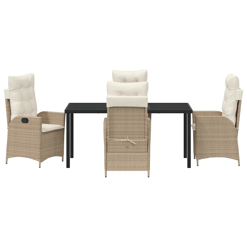 vidaXL 5 Piece Poly Rattan Garden Dining Set with Cushions in Black