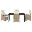 vidaXL 5 Piece Poly Rattan Garden Dining Set with Cushions in Black