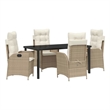 vidaXL 5 Piece Poly Rattan Garden Dining Set with Cushions in Black