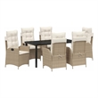 vidaXL 7 Piece Poly Rattan Garden Dining Set with Cushions in Black