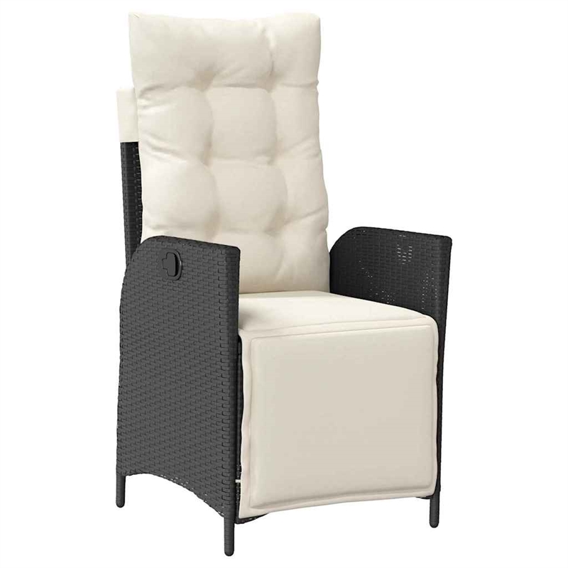 vidaXL 5 Piece Poly Rattan Garden Dining Set with Cushions in Black