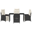 vidaXL 5 Piece Poly Rattan Garden Dining Set with Cushions in Black