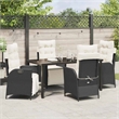 vidaXL 5 Piece Poly Rattan Garden Dining Set with Cushions in Black