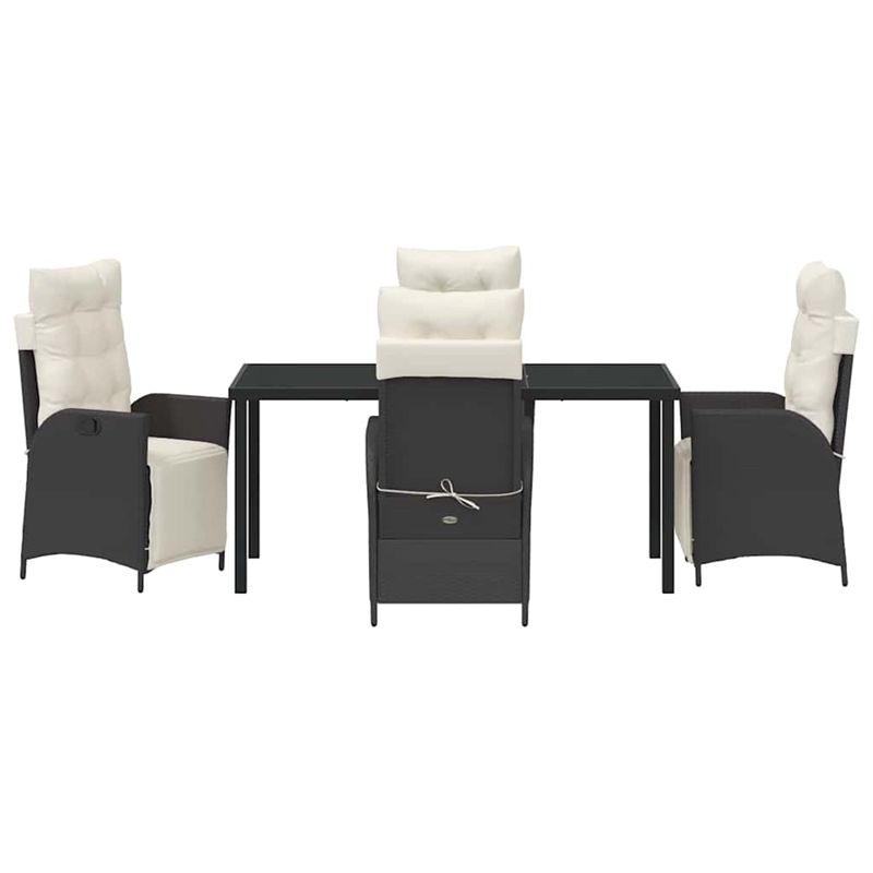 vidaXL 5 Piece Poly Rattan Garden Dining Set with Cushions in Black