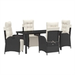 vidaXL 5 Piece Poly Rattan Garden Dining Set with Cushions in Black