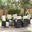 vidaXL 7 Piece Poly Rattan Garden Dining Set with Cushions in Black